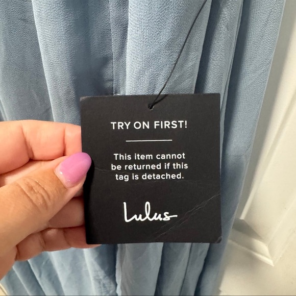 Lulus Heavenly Hues NWT size Small Light Blue Maxi Dress Chiffon Gown | Flawed - Picture 5 of 14